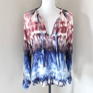 NWT Evereve Allison Joy Peasant Top with Tie Neck Size S